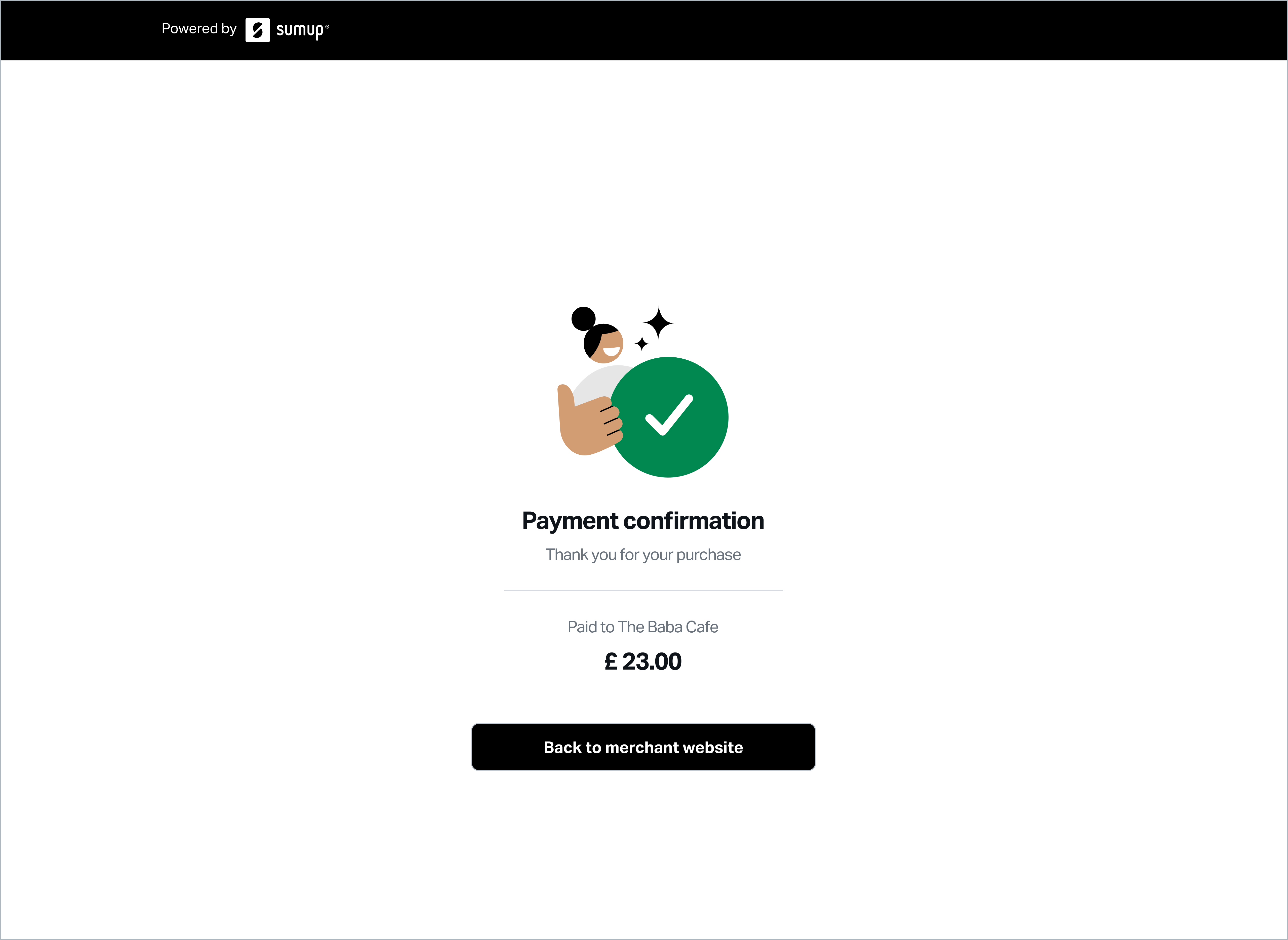A screenshot of the Hosted Checkout payment success page